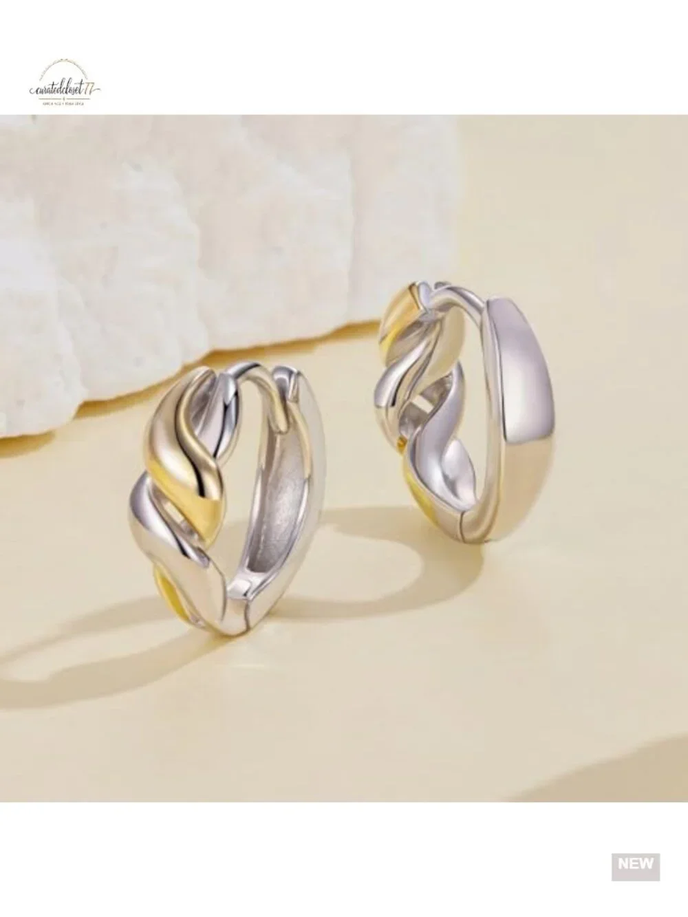 Two Tone Hoop Earrings Infinite Love Symbol Heart Infinity Cross Small Huggie